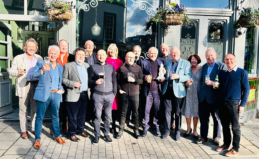 The Licensing Awards Honorary Achievement winners (L-R): Stephen Gould, Anthony Temple, Richard Hollis, Trevor Jones, David Aykroyd, Danny Schweiger, Angela Hall, Mark Schweiger, Ian Downes, Andrew Lane, John McInnerny, Mike Redfern, Linda Pooley, Nicholas Durbridge and David Scott.